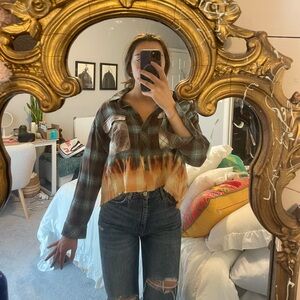 Tie dyed slightly cropped flannel